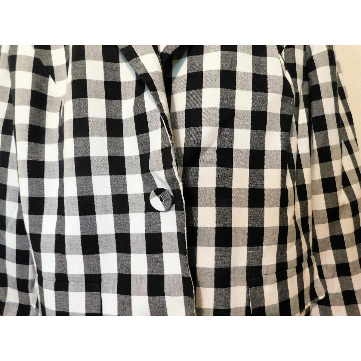 JM Collection Jacket 14 Black White Check 3/4 Sleeve Lined JM Collection Jacket 14 Black White Check 3/4 Sleeve Lined