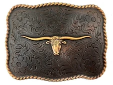 Longhorn Steer Trophy Antique Copper Western Belt Buckle fit's 1-1/2"