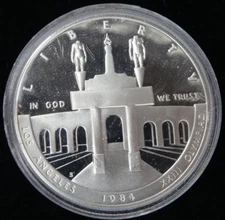1984-S Olympic Silver Dollar US Mint Commemorative Proof $1 90% w/ Capsule