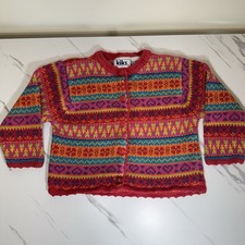 Vintage kiks Girl Toddler 3T Colorful Button Up Sweater Natural Fibers 90s