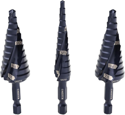 Klein Tools 3-Piece Quick-Release Step Bit Set with Durable Titanium Coating