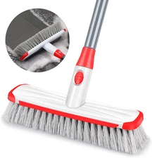 Floor Scrubber with Long Handle, 2 in 1 Scrubbing Brush Stiff Bristle Shower Cle
