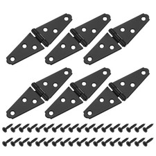 6Pcs Strap Hinges, 2 Inch Shed Door Hinges Gate Hinge with Screws, Black