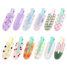 12Pcs No Bend Hair Clips, Creaseless Flat 1 Count Pack of 12 , Multicolor