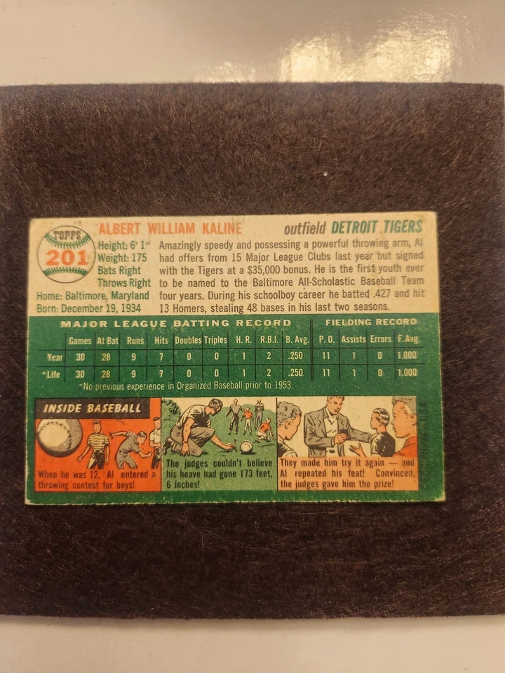 1954 Topps - Al Kaline #201 (RC) - Image 2 of 2
