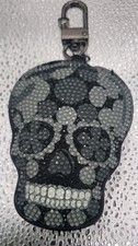 NEW Betsey Johnson Black Skull Crystal Bag Charm Keychain
