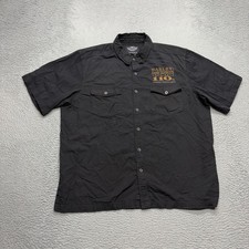 Harley Davidson Shirt Men's 2XL Black Orange Button Up Mechanic Garage Work