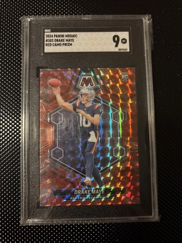 2024 Panini Mosaic Rookies Drake Maye #303 Red Mosaic Prizm (RC) SGC 9