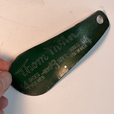 Vintage Thom McAn  Advertising Shoehorn Green Metal