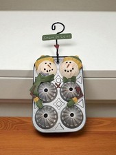 Christmas Ornament Snowmen Metal Baking Pan SNOW IN LOVE Holiday Decor