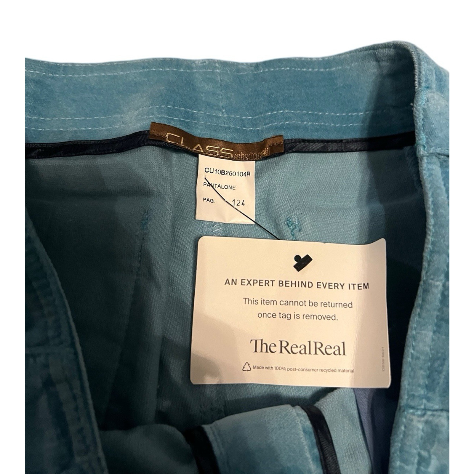 CLASS by ROBERTO CAVALLI Cotton Velvet Trouser Pants, Light Blue| 34x28 image 3