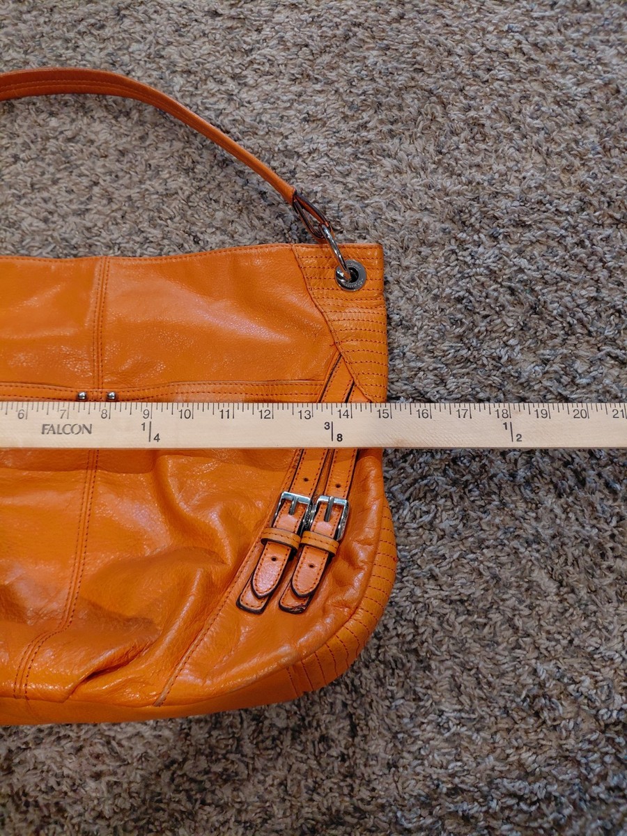 B MAKOWSKY citrus Orange Leather Hobo Bag EUC View 3
