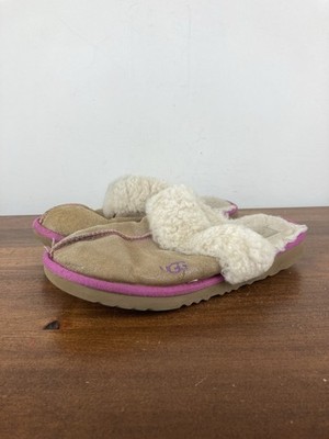 Ugg Scuffette II Shearling Chestnut Suede Pink Shimmer Slippers Women s Size 6