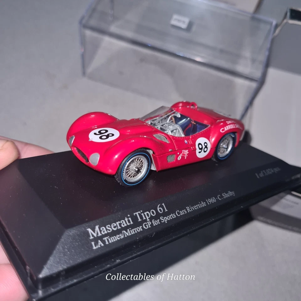 MINICHAMPS 1:43 MASERATI TIPO 61 RIVERSIDE 1960 CARROLL SHELBY boxed limited edt - Image 3 of 4