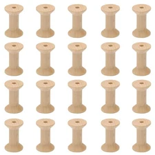 20 PCS 27x16mm Wooden Empty Sewing Spools Thread Ribbon Holder Bobbins