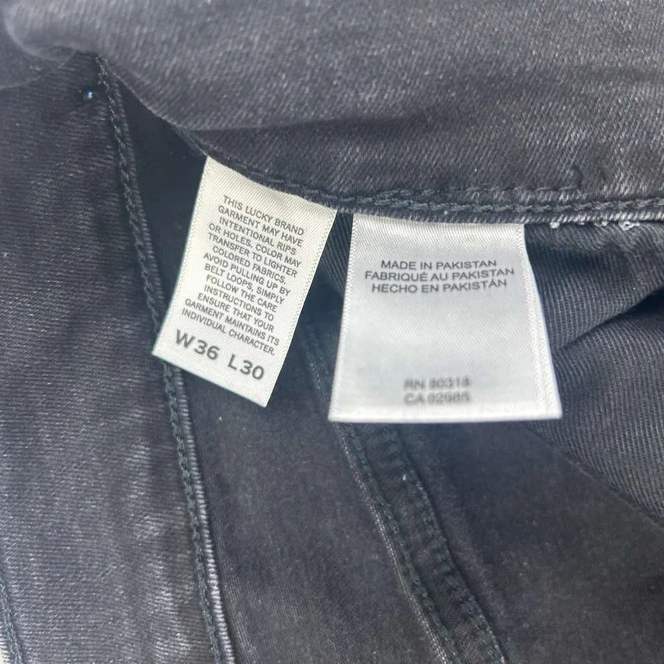 Lucky Brand Jeans Mens 36X30 Regular Black Denim 221 Original Straight Leg - Image 4 of 4