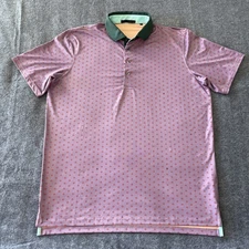 Greyson Shirt Mens Large Golf Polo Purple Floral All Over Flowers Stretch