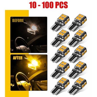 10-100x Amber LED T10 Marker Side Bulbs Yellow for Chevy Light Ford Honda Civic