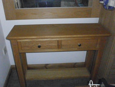 SOLID LIGHT OAK CONSOLE TABLE WITH DRAWERS