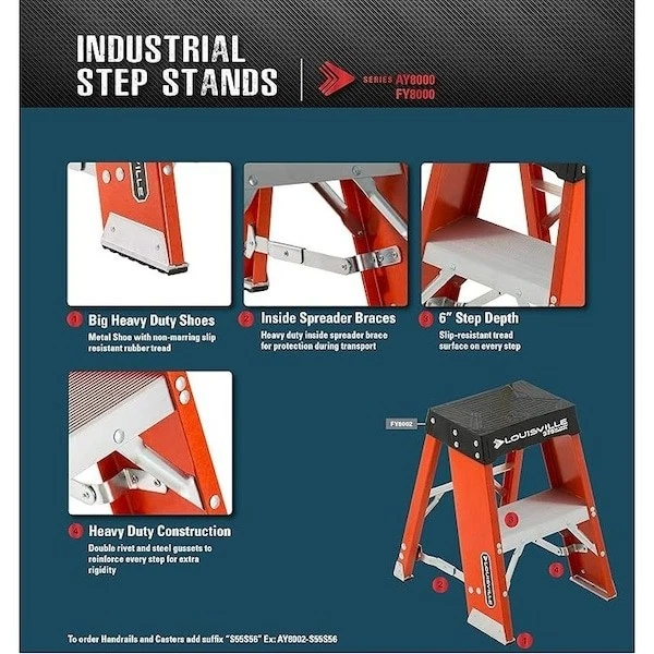 Louisville Fy8002 Soporte de escalones, 2 peldaños, capacidad de carga de 375 lb, 24 pulgadas en total Foto 2 de 4