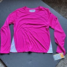 NWT Women's Champion Duo Dry Pink Rose/White Long Sleeve Shirt Medium