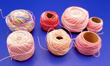 Lot of 7 spools vintage tatting crochet floss thread variegated colors pinks