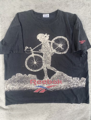 Vintage 90s Black Reebok BMX Bike Bicycle Shirt Men Size 2xl XXL RARE - 第 1/7 張圖片