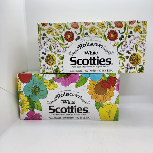 2 VTG 1972 Rediscover White Scotties 200 Two-Ply Tissues Unopened Retro