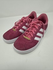 Adidas VL Court 3.0 Sneaker-Pink/White-Girls Casual Shoes- Big Kids 4