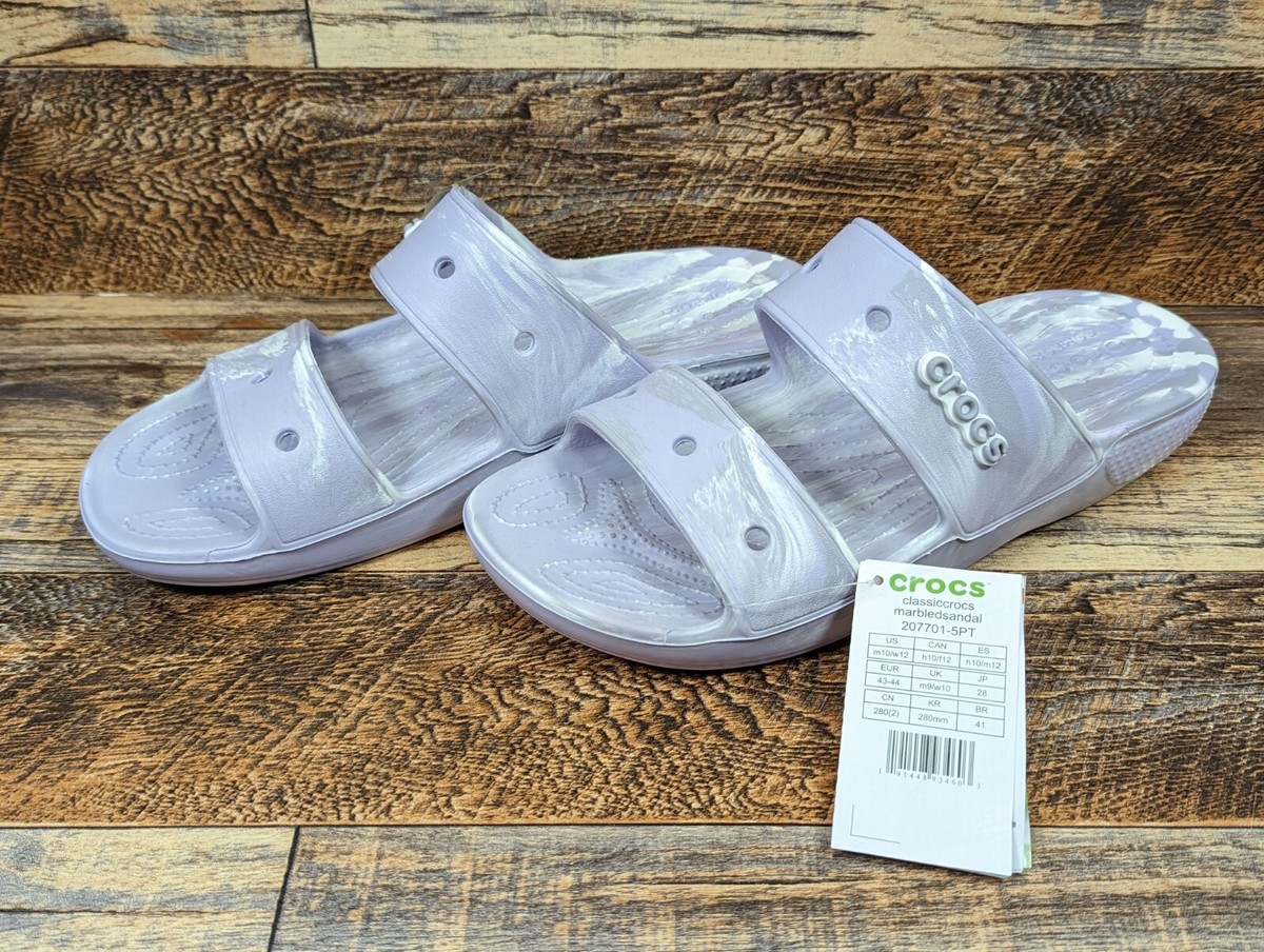 CROCS Men\'s Lavender & White Sandals with Ventilation Holes Size 10 Crocs Classic Iridescent Geo Clog White Purple Men Unisex  main image 2