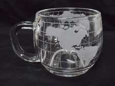 Nestle' Co Advertising World Globe Frosted Glass Hot Chocolate Coffee Cup Mug