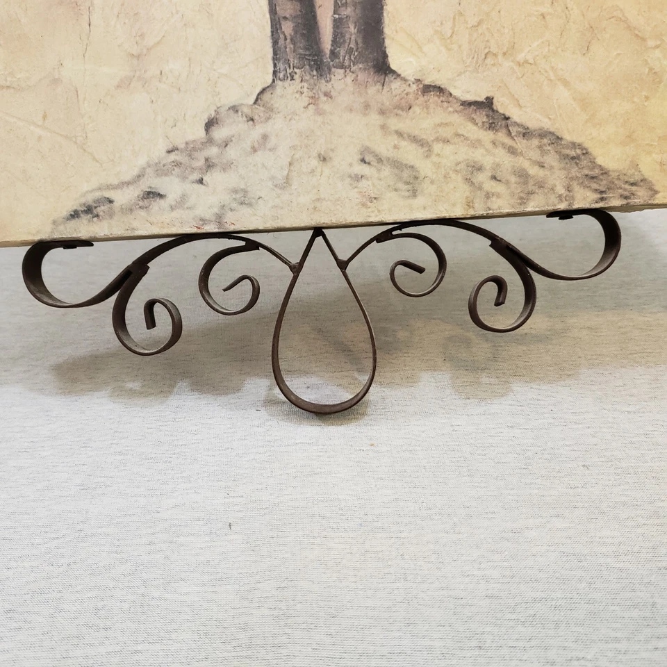 Drawing Print of Two Palm Trees Pastel Background Trimmed with Metalwork 16"x20" - Image 4 of 4