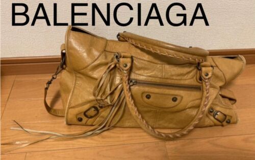 Balenciaga Giant temps partiel 2 voies sac bandoulière cuir marron d'occasion bien utilisé - Photo 1/10