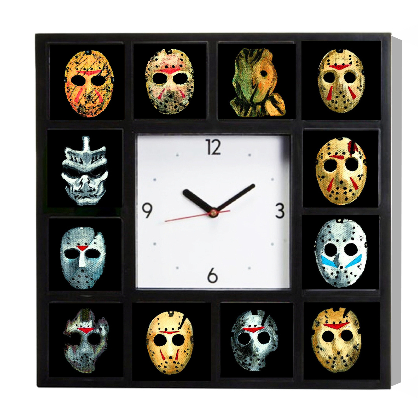 Friday The 13th Jason Voorhees Mask History Square Wall Clock