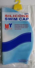 Men's Flexible Silicone Swimming Cap Or Hat One Size fit all Color Light Blue