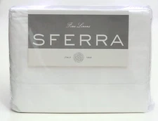 Sferra Matteo White King Sheet Set 100% Cotton Sateen Italy