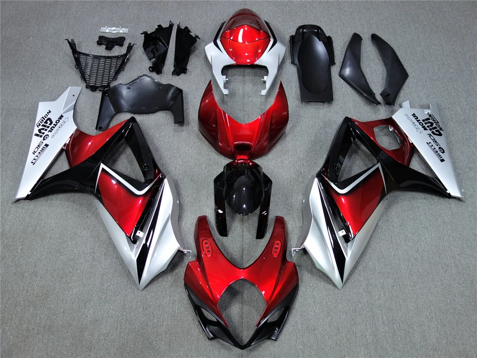 Red Sliver Black Fairing Kit for 2007-2008 Suzuki GSXR1000 ABS Injection Body Foto 2 de 4