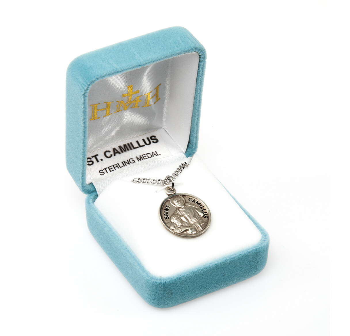 St Saint Camillus - 7/8" (22mm) Sterling Silver Round Medal + 20" Chain ...