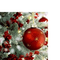 20 Kleine Cocktailservietten Twinkle Twinkle Weihnachten Kugel Deko Rot 24X24Cm