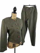 Vtg JH COLLECTIBLES Women's 100% Wool 2 Piece Separates Pant Suit size 4/10 S46