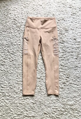 fabletics leggings Powerhold Shape Rosa Mesh Laufhose Tights High Waist S Beige