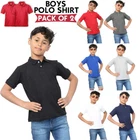 Boys 2 Pack Plain Polo Shirt Short Sleeve Cotton Casual T-Shirts Ages 2-14 Years