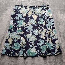 Norton McNaughton Skirt Womens 14 Blue Green Cream Floral Lightweight