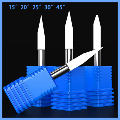 4mm Shank V Flat Bottom Engraving Bit Tip Carving Cutter 15 - 45 Degree Milling