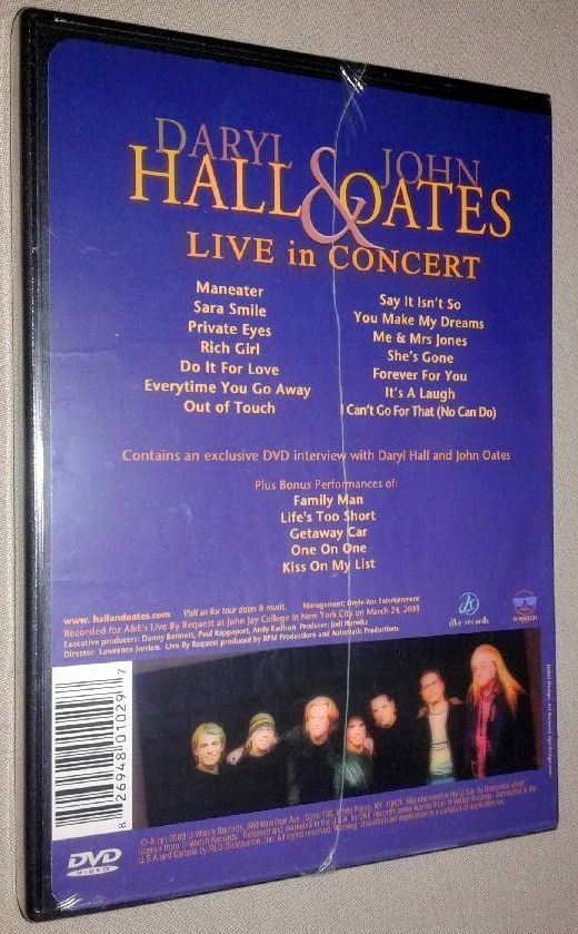 その他 Live in Concert [DVD] HALL & OATES–LIVE IN CONCERT-DVD FACTORY SEALED-BONUS CD | eBay
