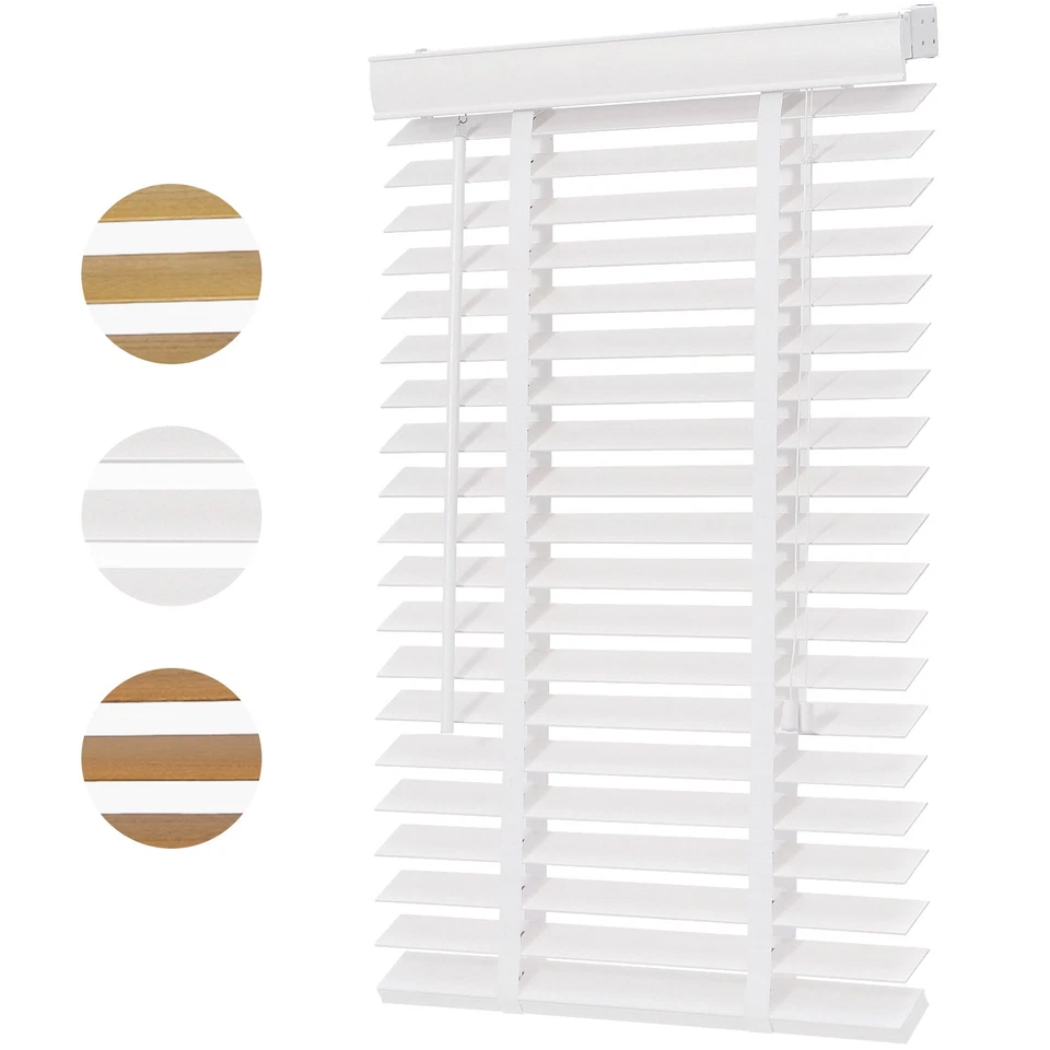 Holzjalousie Fenster Tür Rollo Jalousette Echtholz Vorhang 50mm Holzrollo - Bild 2 von 4