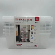 IRIS Buckle-Up Storage Box Set - Clear, 12.9-Quart, Pack of 4 Tote Bin Organize