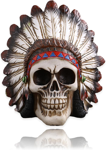 Skull Decor- 1 PC Human Skull Model Resin Indians Skulls Statue Figure Halloween