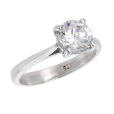 Sterling Silver Solitaire Engagement Ring w/ 7mm 1.25ct Brilliant Cut CZ Stone