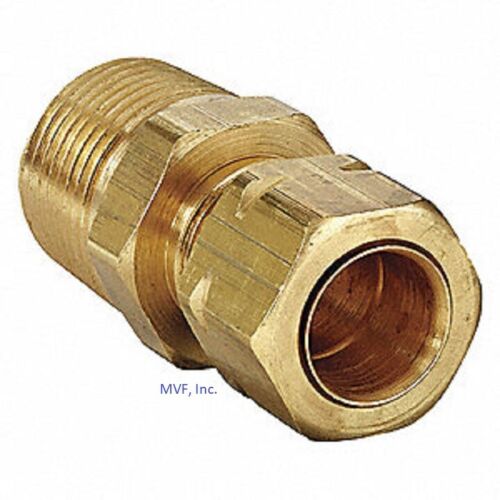 3/8" O.D. X 1/4" NPT MALE CONNECTOR A-LIGN COMPRESSION FITTING BRASS 968A-6B - Picture 2 of 3